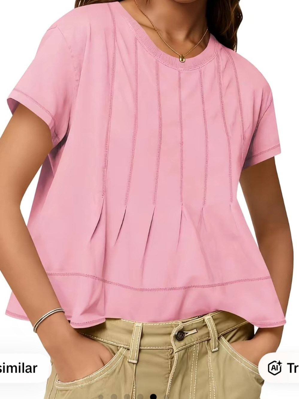 Feminine pink top with soft pleats